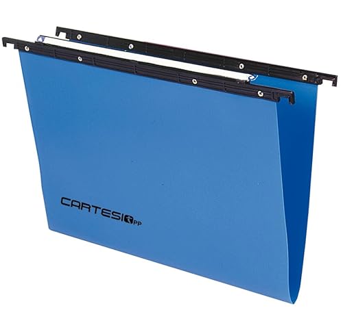 Cartesio PPlus® by Bertesi Hängemappen für Schublade – 33 cm, integrierter Etikettenhalter mit Lupeneffekt, V-Boden, 10 Stück, Farbe Blau, Code 500/330 Link -Z33 von Bertesi