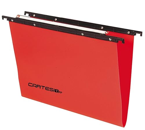 Cartesio PPlus® by Bertesi Hängemappen für Schublade – 33 cm, integrierter Etikettenhalter mit Lupeneffekt, V-Boden, 10 Stück, Farbe Rot, Code 500/330 Link -Z44 von Bertesi