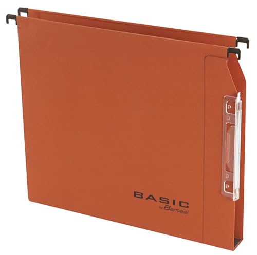 Iron Base® by Bertesi Hängemappen für Schrank – 33 cm, integrierter Etikettenhalter mit Lupeneffekt, Boden U 15 mm, Box mit 25 Stück, Farbe Orange, Code 064 M Beta 1-A2 von Bertesi