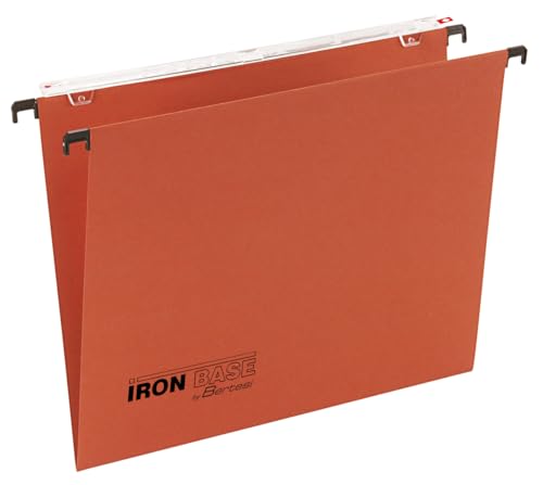 Iron Base® by Bertesi Hängemappen für Schublade, 33 cm, integrierter Etikettenhalter mit Lupeneffekt, V-Boden, Box mit 25 Stück, Farbe Orange, Code 060/330 Beta -A2 von Bertesi