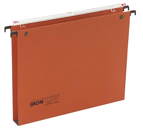 Iron by Bertesi Hängemappen für Schublade – 33 cm, integrierter Etikettenhalter mit Lupeneffekt, U-Boden 30 mm, Box mit 25 Stück, Farbe Orange, Code 060/330 Link 3-A22 von Bertesi