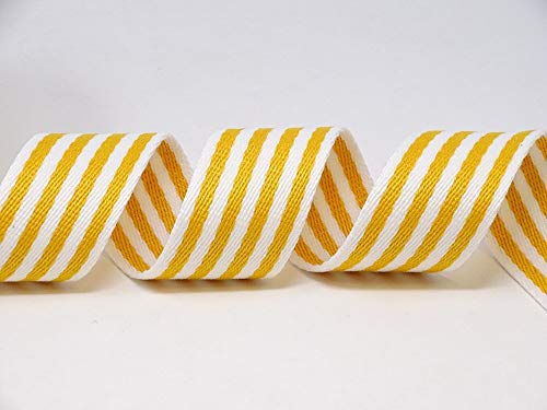 Berties Bows Gurtband, Baumwollmischgewebe, 5 m, Gelb/Weiß gestreift, 5 m von Bertie's Bows