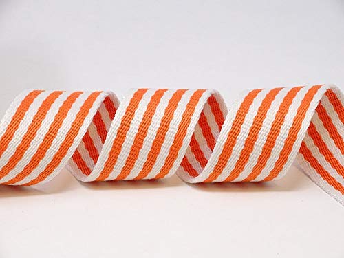 Berties Bows Gurtband, Baumwollmischgewebe, 5 m, Orange/Weiß gestreift, 5 m von Bertie's Bows