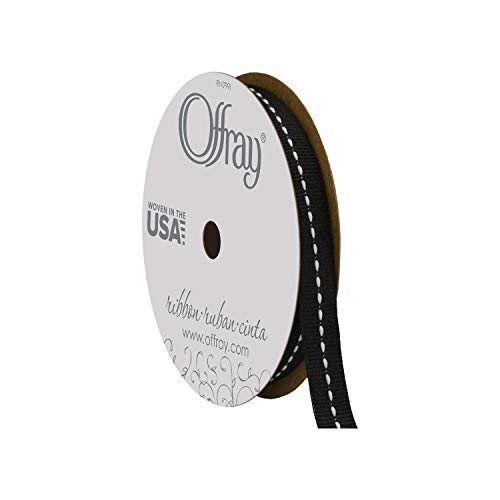 Offray, Black & White Center Stitch Craft Ribbon, 3/8-Inch x 12-Feet von Berwick