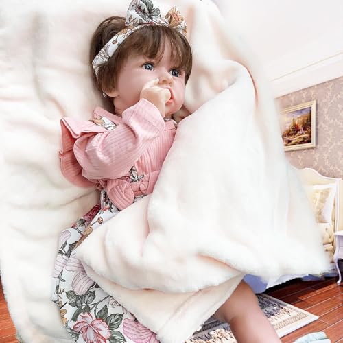 BesBet Babypuppe Realistisch Weich, 22Zoll 55Cm Sanft Reborn Baby Silikon, A-Girl von BesBet