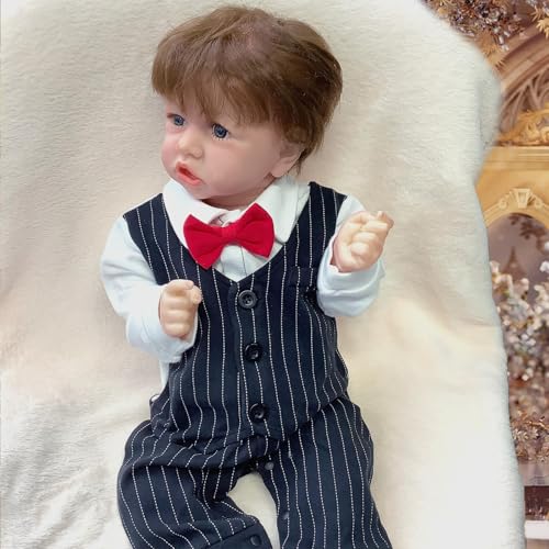 BesBet Babypuppe Realistisch Weich, 22Zoll 55Cm Sanft Silikon Doll, Kinderspielzeug,F-Boy von BesBet