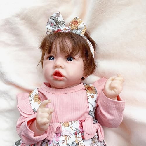 BesBet Echte Puppen Babys Silikon, 22 Zoll Handarbeit Silikon Doll, Spielzeuggeschenk FüR Kinder,A-Girl von BesBet