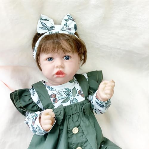 BesBet Puppe FüR Baby, 22Zoll 55Cm Sehen Sie Echt Aus Reborn Baby Silikon Lebensecht, C-Girl von BesBet