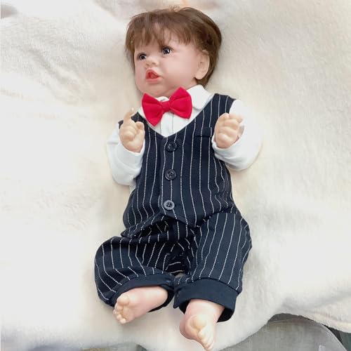 BesBet Puppe MäDchen, 22 Zoll Handgemacht Silikon Doll, Geburtstagsgeschenke FüR Kinder,F-Boy von BesBet