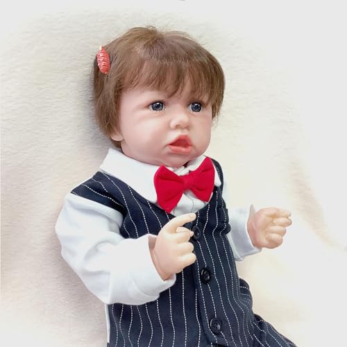 BesBet Puppe Silikon, 22 Zoll Wasserdicht Silicon Puppe, Geschenkset FüR Kinder,F-Boy von BesBet