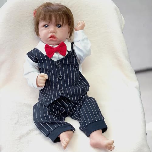 BesBet Real Doll, 22 Zoll 55 cm Süß Niedlich Silikon Baby, Geeignet FüR Kinder üBer 3 Jahre,F-Boy von BesBet