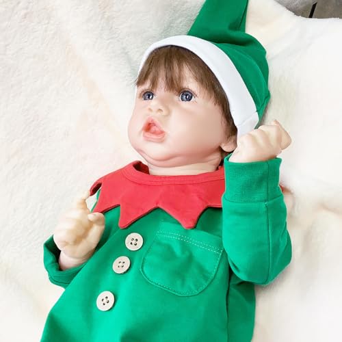 BesBet Realistic Baby Dolls, 22 Zoll Sanft Puppe Silikon, Weihnachtsgeschenkset,E-Boy von BesBet