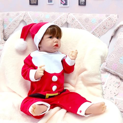 BesBet Realistic Baby Dolls, 22Zoll Handarbeit Silikonpuppen, Geschenke Um Weihnachten Zu Feiern,D-Girl von BesBet