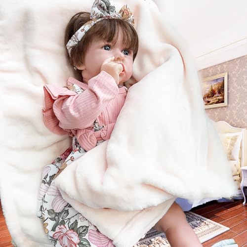 BesBet Reborn Doll, 22 Zoll Waschbar Silikon Puppen Baby Reborn, Geschenkspielzeug FüR Kinder,A-Girl von BesBet