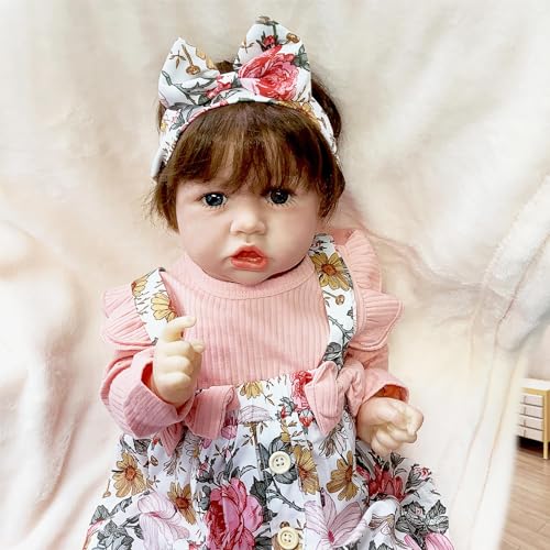 BesBet Reborn Doll, 22Zoll SüSs Silikon Baby, Geeignet FüR Kinder üBer 3+,A-Girl von BesBet