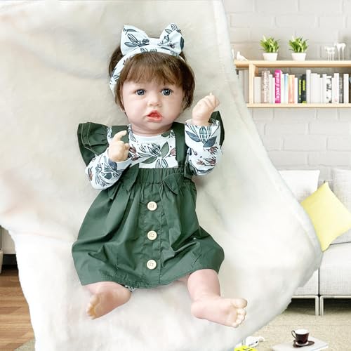 BesBet Silikon Doll, 22Zoll 55Cm Süß Niedlich Echte Puppen Babys Silikon, Geschenke FüR Kleine MäDchen Und Kinder,C-Girl von BesBet