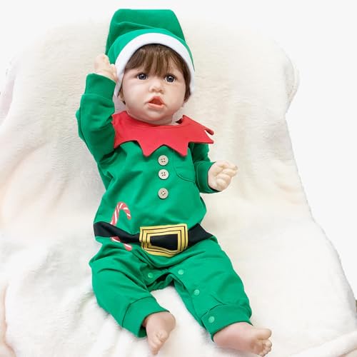 Newborn Babypuppe, 22Zoll Waschbar Silikon Babypuppe Weihnachten,E-Boy von BesBet