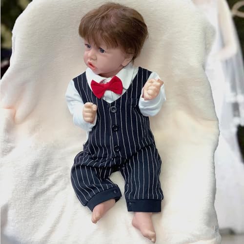 Puppen Wie Echte Babys, 22Zoll Handarbeit Silikon Puppen Kinder,F-Boy von BesBet