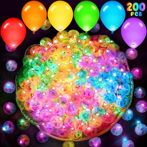 100 LED Ballons Lichter +100 Luftballons Geburtstag, Mini Led Licht, Bunt Ballonlichter, Runde Led Ballonlichter, Party Licht Leuchtende Luftballons für Geburtstag Einschulung Hochzeit Karneval von Besdiyart