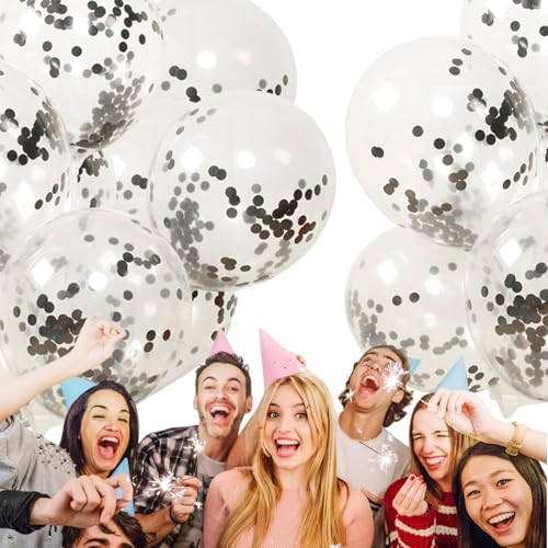 Besreey Gold-Konfetti-Luftballons,Gold-Konfetti-Latex-Luftballons,Latex-Partyballon 100 Stück 12 Zoll Konfetti-Ballons - Mehrfarbige Pailletten-Ballon-Partydekoration mit goldenem Papier für Hochzeit von Besreey