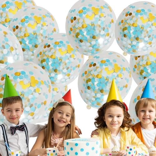 Besreey Luftballons mit goldenem Papier, goldene Konfetti-Luftballons - 100 Stück Partyballon Latex-Konfetti-Ballons,Mehrfarbige Pailletten-Ballon-Partydekoration mit goldenem Papier für Hochzeit und von Besreey