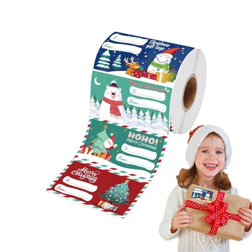 Besreey Weihnachtsgeschenkanhänger, Weihnachtsetiketten - 500X Weihnachtsetikettenaufkleber | Namensschilder für Weihnachtsgeschenke, Weihnachtsgeschenke für Frauen, Männer und Kinder von Besreey