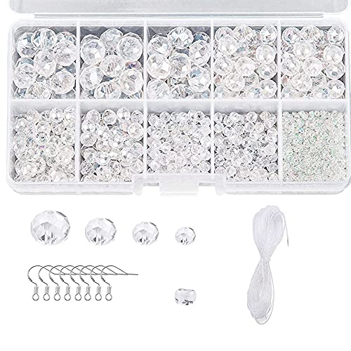 900+ Pieces Clear Crystal Beads Kristallperlen Kit ,900Stück Facettierte Glasperlen Spacer Perlen Klar Crystal Beads mit Kunststoff Aufbewahrungsbox für DIY Schmuck Halskette Armband Basteln (2-10mm) von Bessy shop