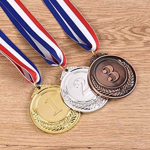 Award Medals Metall-Medaillen,3PCS Metall-Gold-Silber-Bronze-Preismedaillen mit Halsband, Metall-Siegermedaille im olympischen Stil Winner Gewinner Medaillen für Veranstaltungen,Klassenzimmer von Bessy shop