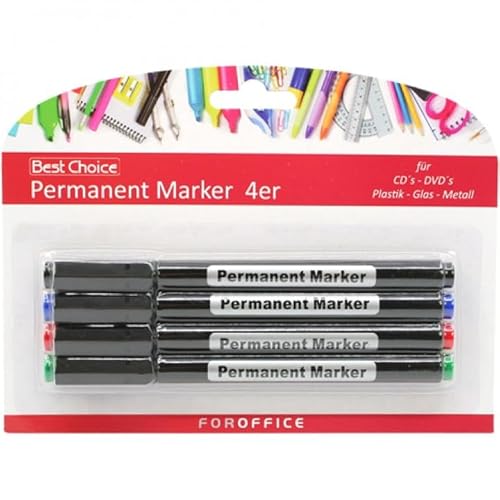 Best Choice Permanentmarker Universalstift-Set, 4 Farben, Ass. von Best Choice