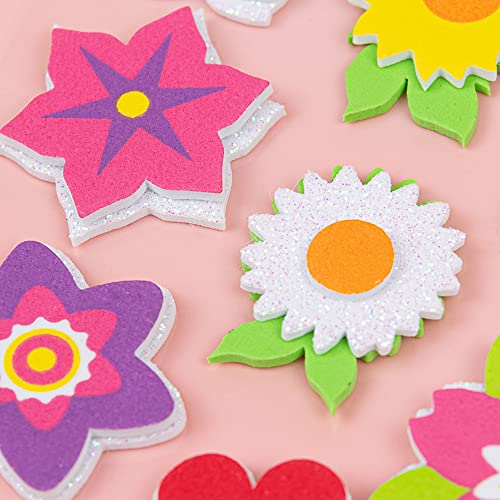 Keedle Doodle 3D Schaum Glitzer Sunny Flower Sticker - 6 Blatt mit 66 selbstklebenden Aufklebern für DIY Vorhänge, Kinder Kunst und Handwerk Projekte und Scrapbooking von Best Home Fashion