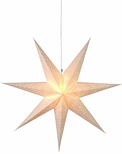 Weihnachtsstern Sensy von Star Trading, 3D Papierstern Weihnachten in Weiß, Dekostern zum Aufhängen mit Kabel, E14 Fassung, Ø: 70 cm von Best Season