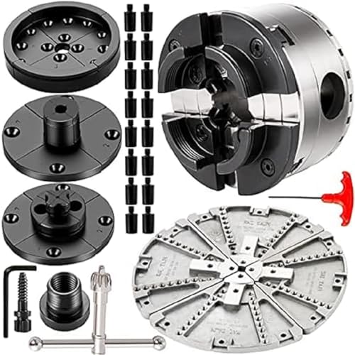 BestEquip 95mm 4 Backen Drechselspannfutter Spannfutter selbstzentrierend Drehfutter für Drechselbank Bohrfutter,Backenfutter,Drechselfutter, Metallisch Lathe Chuck 3.75-inch Woodturning Chuck von BestEquip