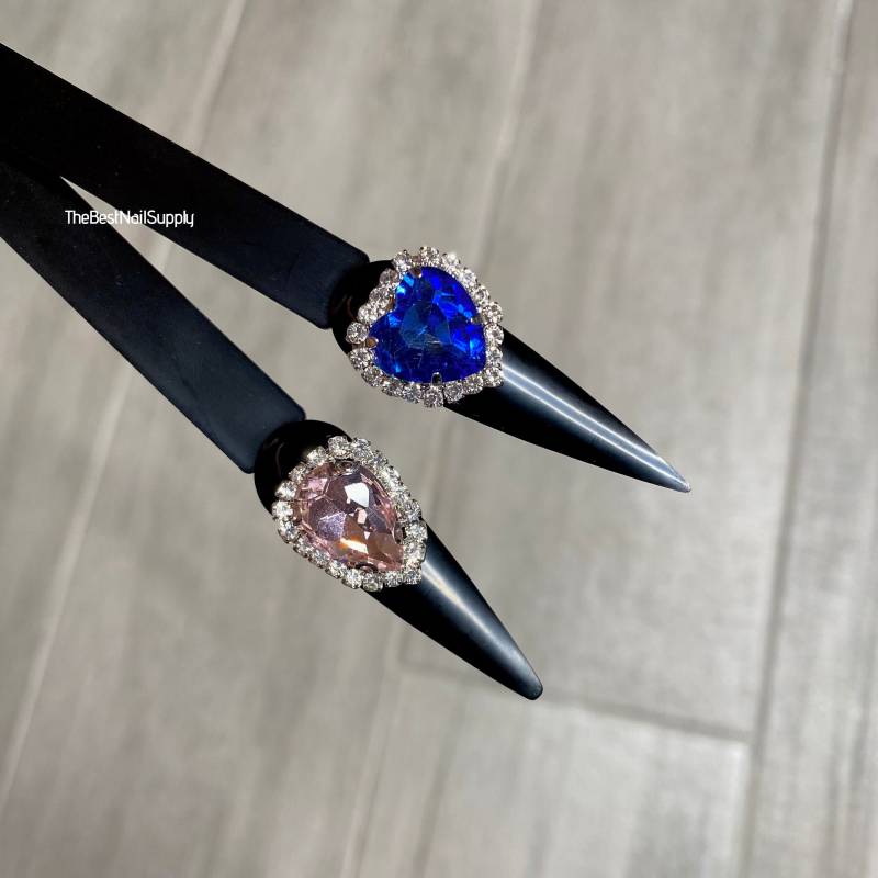 2 Stück/4 Herz Kristall Strasssteine | Große Blauer Saphir Und Rosa Cz Nagelkunst Pave Bling Kunsthandwerk Schmuck Verzierungen von BestNailSupplyLLC