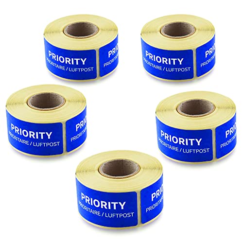 BestPlug 5 Stück 100er Rollen Originale Blaue Luftpost Priority Prioritaire Aufkleber Sticker Post von BestPlug