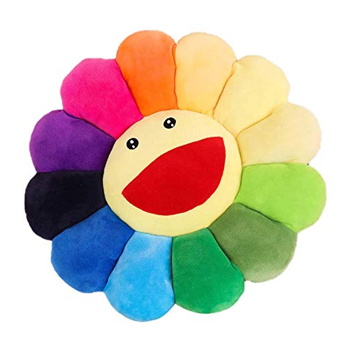 BestTas Sonnenblumen-Plüschkissen in Blumenform, 43,2 cm, Sonnenblumenkissen, Sofa, Stühle, Bodenkissen für Kinder, zum Lesen, Fernsehen, Schlafzimmer, Dekoration (Regenbogen) von BestTas