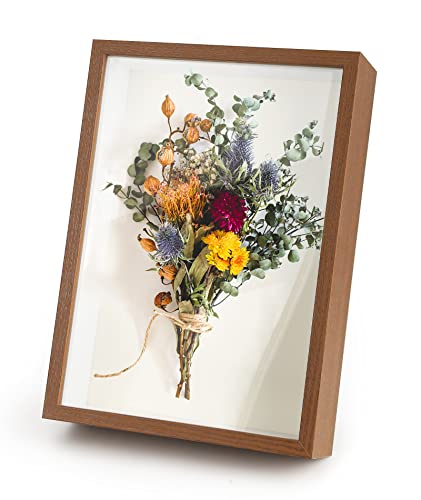 Objektrahmen, Bilderrahmen Holz, 3D Rahmen zum Befüllen, Kunstrahmen, Blumen Große Schattenbox Vitrine Rahmen, Bilderrahmen Quadratisch für Wandbehang Oder Desktop (Walnuss) von BestYiJo