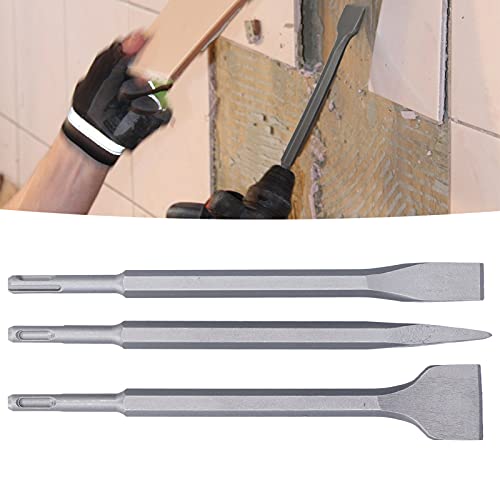 Professional SDS PLUS Meißel Set, 3 tlg SDS Plus Hammer Meißel Set, Professional Fliesenmeißel für alle SDS Plus Schlag-& Bohrhämme, SDS Plus Bohrer Set für Beton,Mauerwerk,Stein, Flachmeißel Breit von BestYiJo