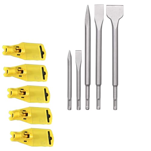 SDS Plus Meißel Set, SDS Plus Bohrer und Meißel Set, Professional Fliesenmeißel für alle SDS Plus Schlag und Bohrhämme, Keramikfliese Demontage Meißel Bit zum Aufbrechen von Mauern und Gebäuden von BestYiJo