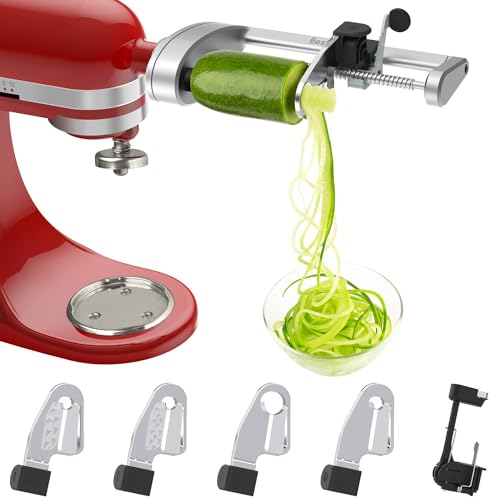 Bestand Spiralschneider-Aufsatz (5 Klingen), kompatibel mit KitchenAid Standmixer, kommt mit Schäler, Kern und Scheibe, Gemüseschneider (nicht der Marke KitchAid Spiralizer) von Bestand