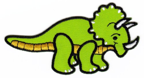 Aufnäher Bügelbild Aufbügler Iron on Patches Applikation Dinosaurier Pentaceratops Triceratops von Bestellmich / Aufnäher