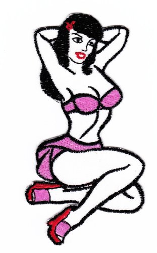 Aufnäher Bügelbild Aufbügler Iron on Patches Applikation Pin Up Girl Rockabilly von Bestellmich / Aufnäher