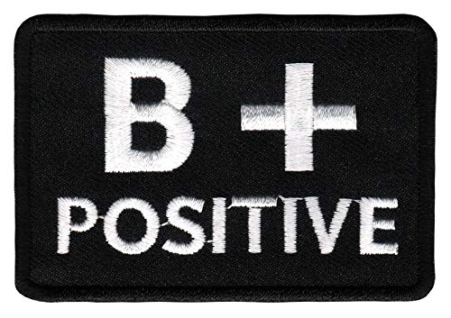 Blutgruppe B + Positiv Aufnäher Bügelbild Patch Größe 7,5 x 5,0 cm von Bestellmich / Aufnäher