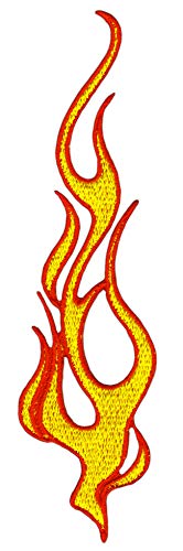 Flamme Feuer Fire Gestickt Aufnäher Bügelbild Patch Größe 3,2 x 12,2 cm von Bestellmich / Aufnäher