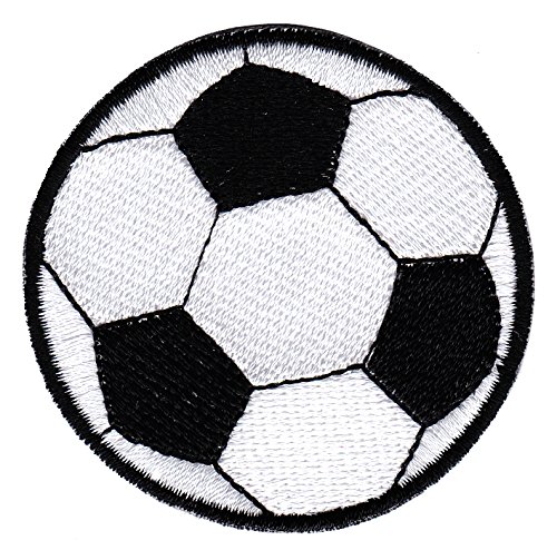 Fußball Schwarz Weiß Ball Aufnäher Bügelbild Aufbügler Iron on Patches Applikation Sport Soccer Größe 5,5 x 5,5 cm von Bestellmich / Aufnäher