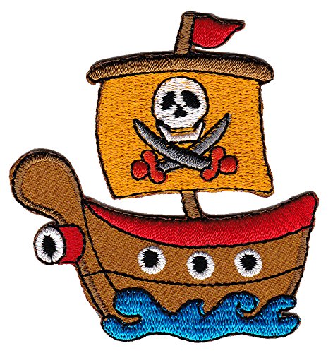 Piratenschiff Pirat Schiff Aufnäher Bügelbild Aufbügler Iron on Patches Applikation von Bestellmich / Aufnäher