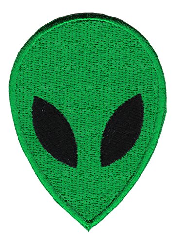 Bestellmich Alien Kopf Grün Aufnäher Bügelbild Patch Applikation von Bestellmich