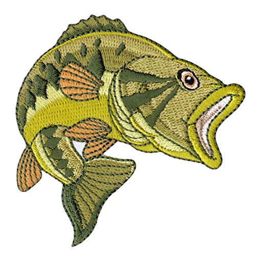 Bestellmich Fisch Grün Karpfen Aufnäher Bügelbild Patch Applikation Größe 7,0 x 7,7 cm von Bestellmich