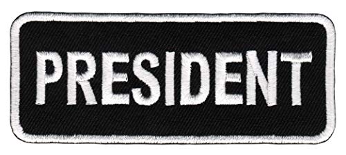 Bestellmich President Aufnäher Bügelbild Biker Patch Applikation Größe 9,5 x 3,9 cm von Bestellmich