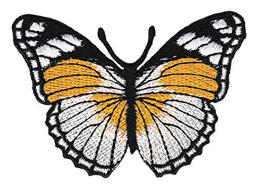 Bestellmich Schmetterling Falter Orange Weiß Aufnäher Bügelbild Patch Applikation von Bestellmich