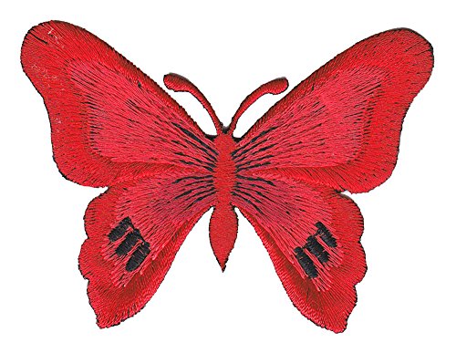 Bestellmich Schmetterling Falter Rot Aufnäher Bügelbild Patch Applikation von Bestellmich